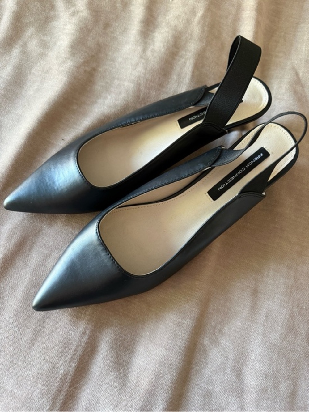French Connection Black Pointed Toe Slingback Heels Size 10